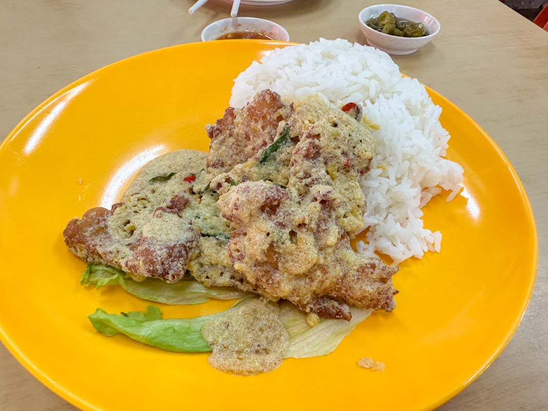 wee family coffee shop - salted egg pork ribs rice