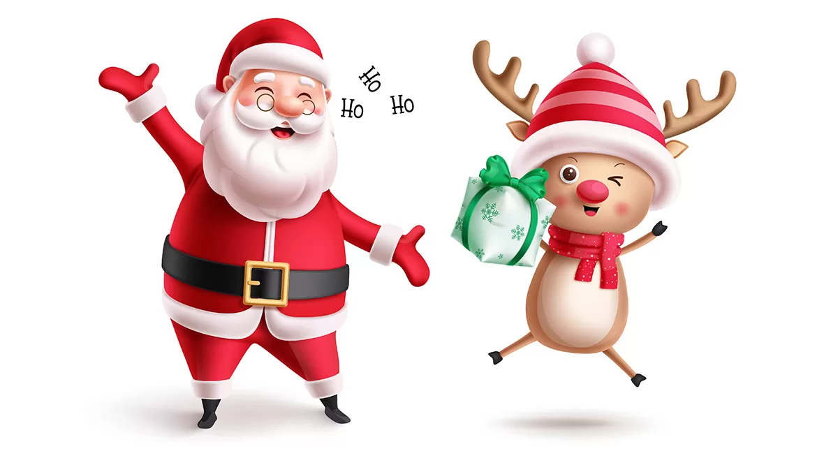 santa and deer
