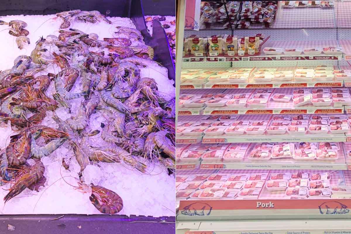 Fairprice price freeze - prawns, pork section