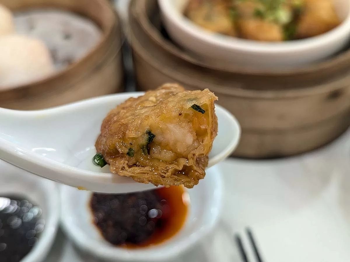dim sum place - beancurd roll close up