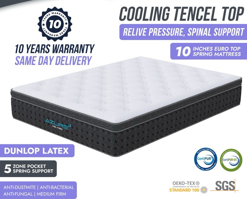 Lazada 13th Birthday Sale Azure Cool Hybrid Cooling Gel Latex Mattress