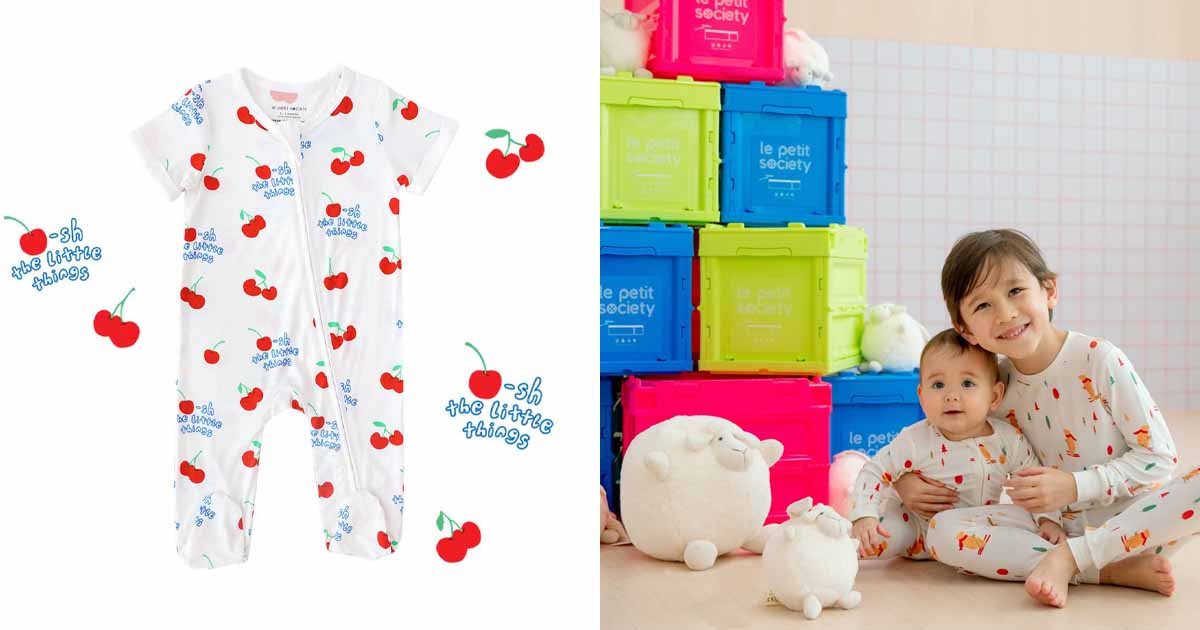 baby clothes - le petit society Baby Shop - Le Petit Society Cherry & Bamboo Sleepsuit