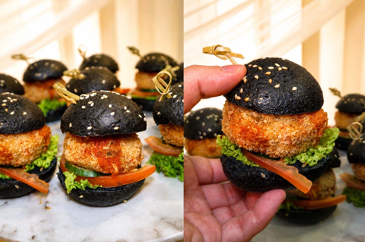 wedding caterers - charcoal crabmeat sliders