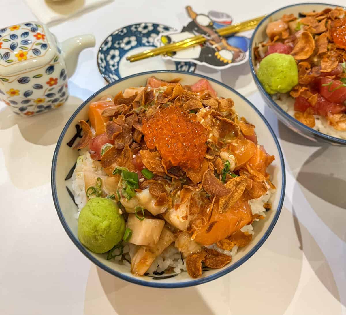 omoté - truffle roasted garlic chirashi
