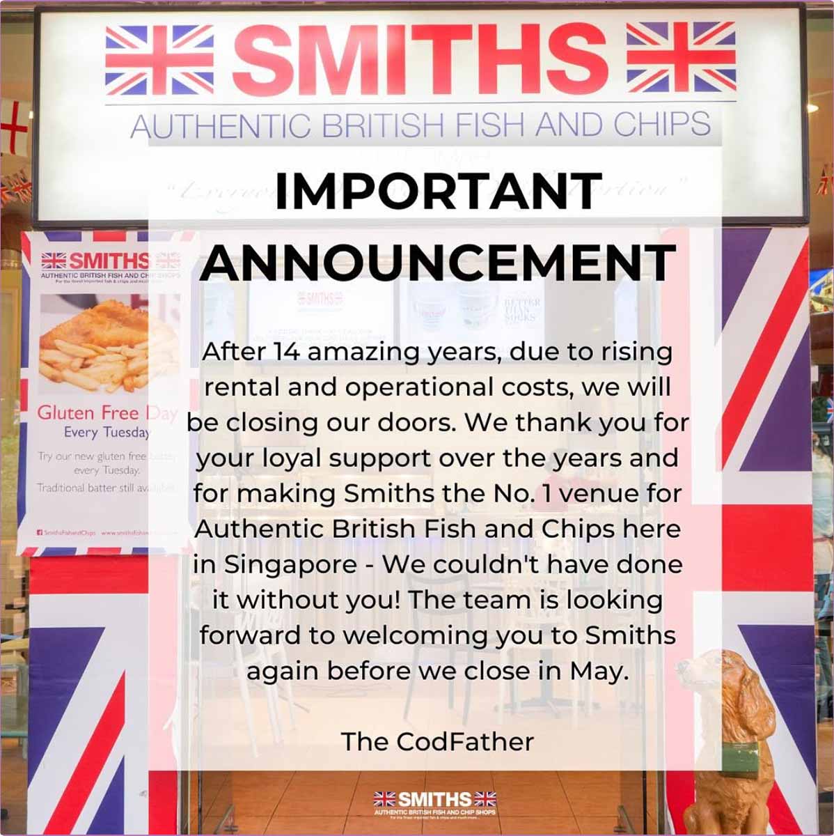 Smiths Fish & Chips is closing -announcement post Smiths Fish & Chips is closing -announcement post