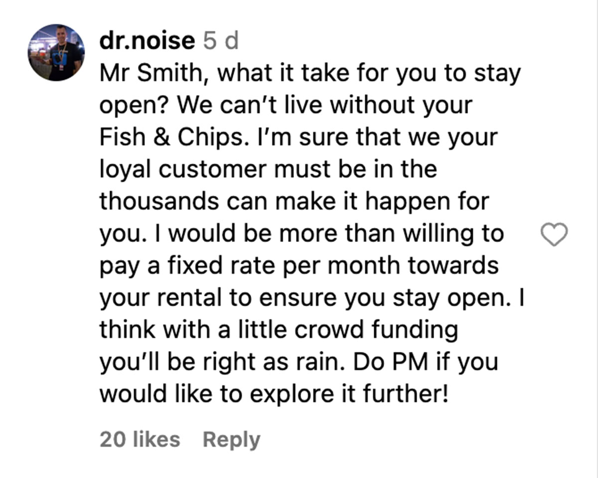 Smiths Fish & Chips is closing - Insta comment Smiths Fish & Chips is closing - Insta comment