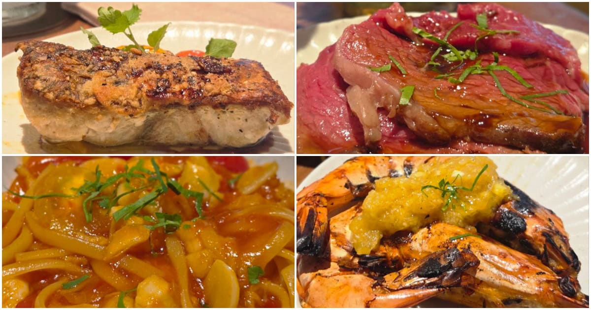 bedrock2 bedrock - fish, steak, pasta and prawn