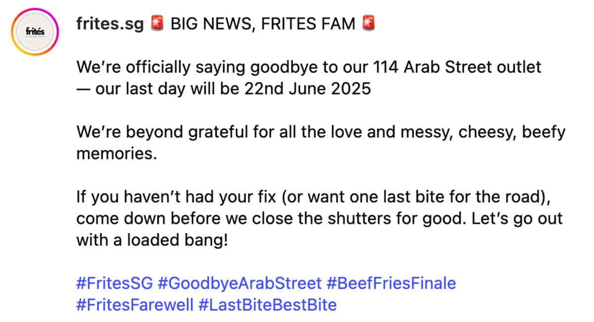frités2 frités closing - IG announcement caption