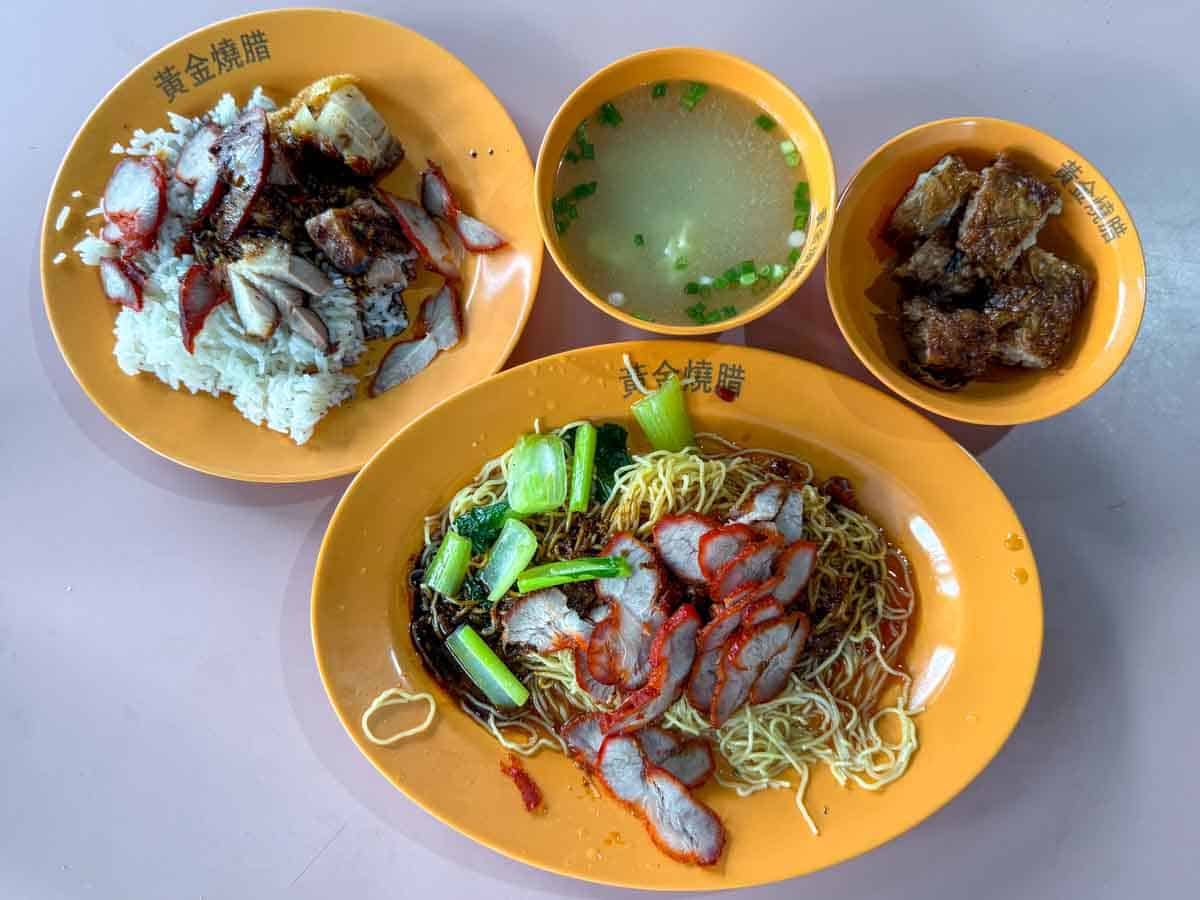 whampoa makan place - golden roast char siew spread