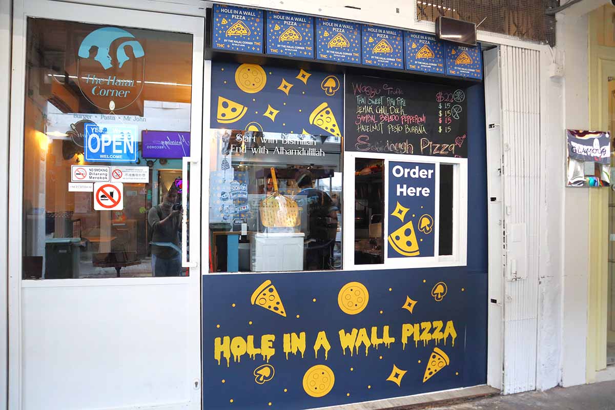 hole in the wall pizza - front part