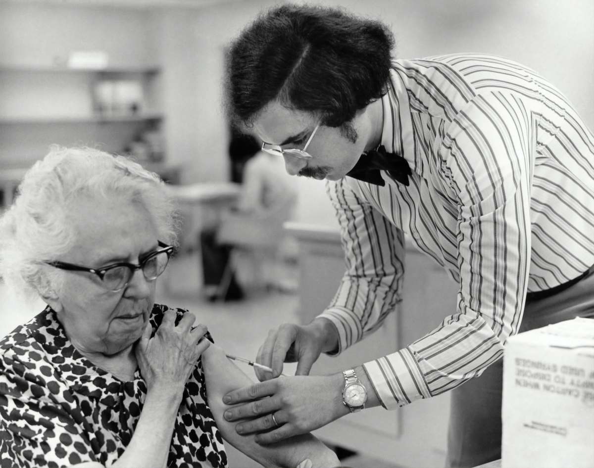 Healthier SG Screening - Man Injecting Elderly Woman Healthier SG Screening - Man Injecting Elderly Woman