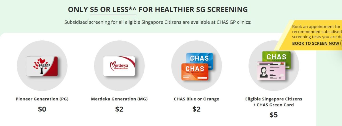 Healthier SG Screening - CHAS Subsidy Healthier SG Screening - CHAS Subsidy
