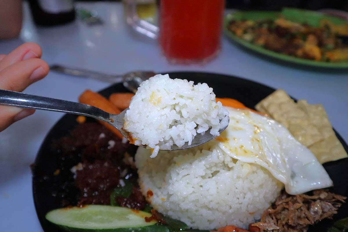 together nasi lemak - rice closeup