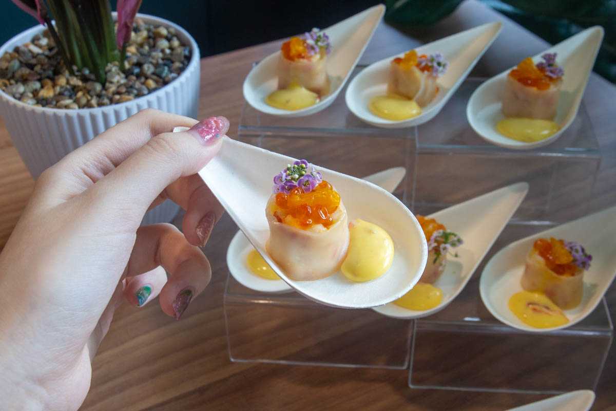 best canapes - rasel catering Lobster Ceviche Parcel with Malgova Mango Salsa