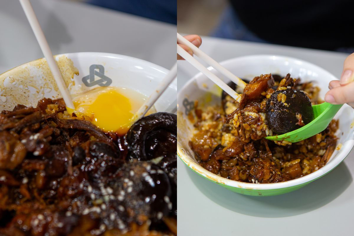 braissers rice bowl - braised pork jowl rice bowl mixed w egg