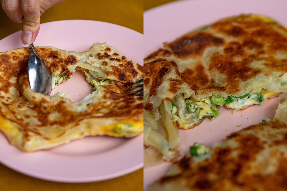 ga-hock roti prata - prata onion egg cross section
