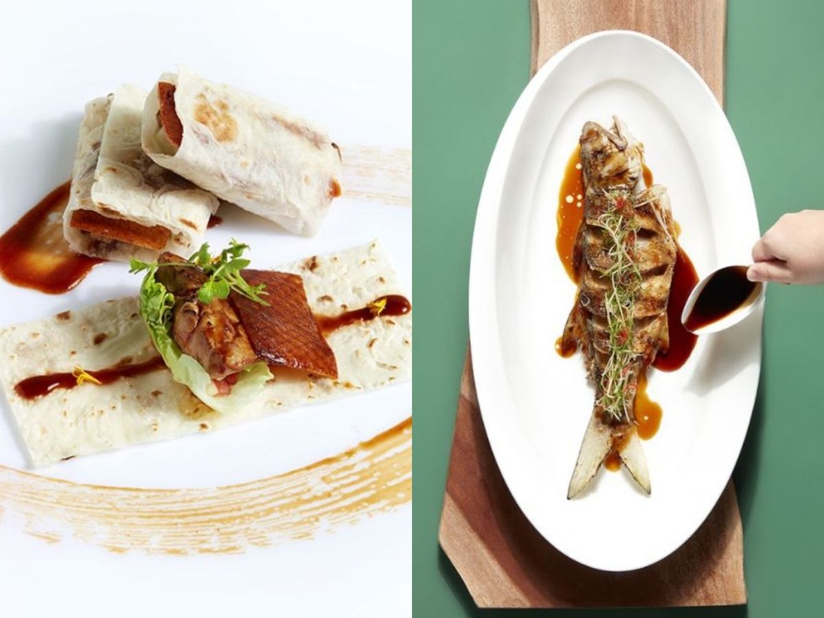 vivocity - crystal jade pavilion Duck & Foie Gras Crepe, Pan fried Threadfin with Soya Sauce