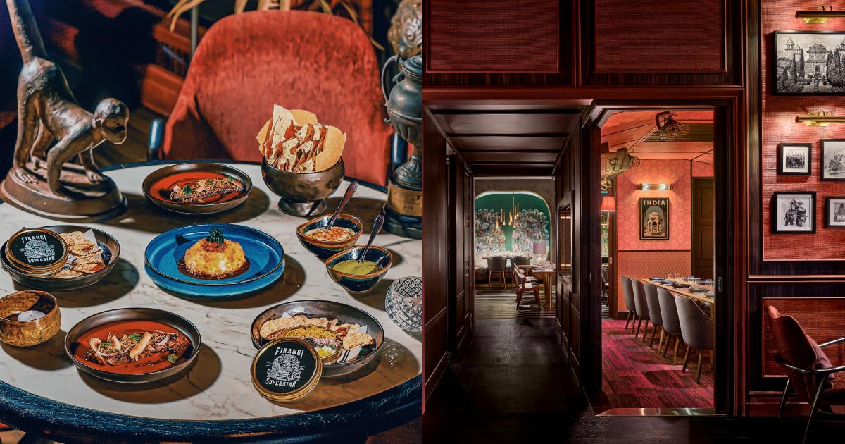 firangi - interior and food spread