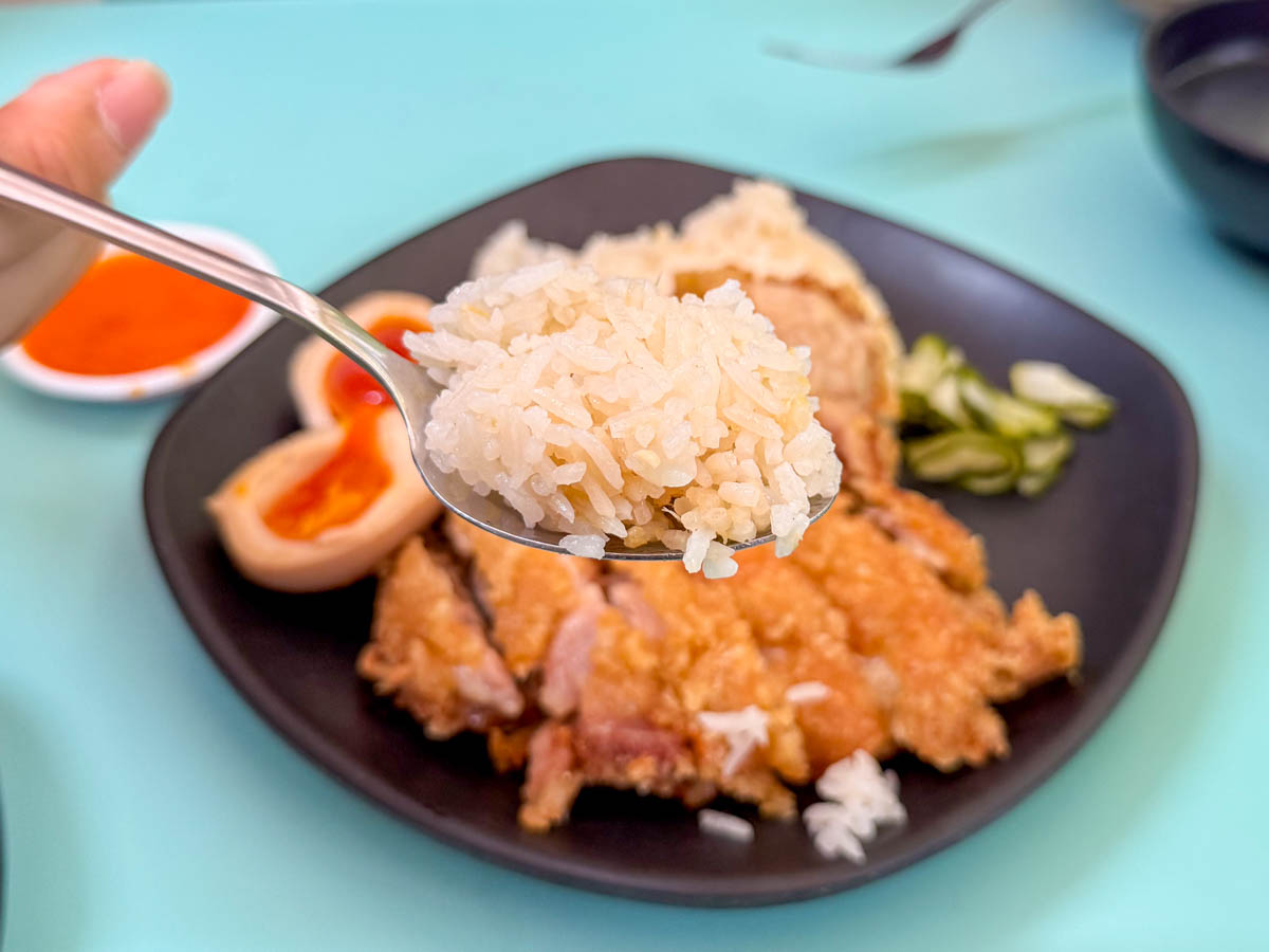 nanyang fried chicken rice - fragrant rice