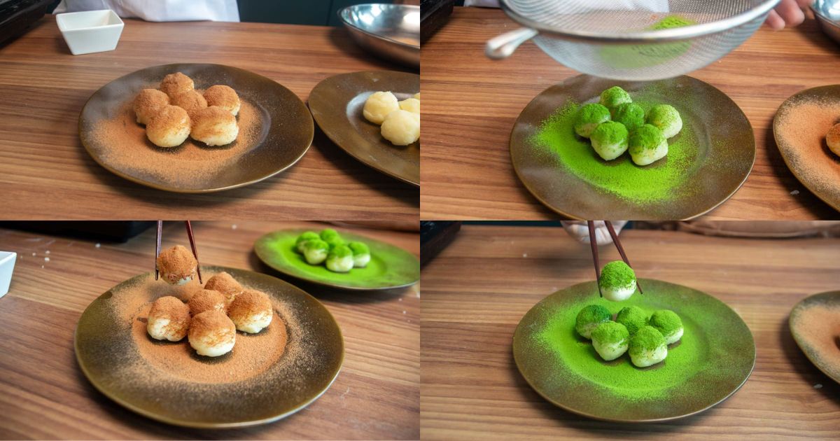 vinamilk - matcha & cocoa milk balls
