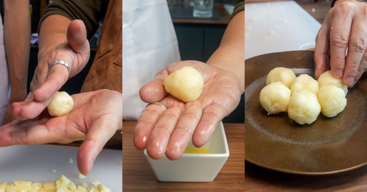 vinamilk - milk balls recipe rolling the dough