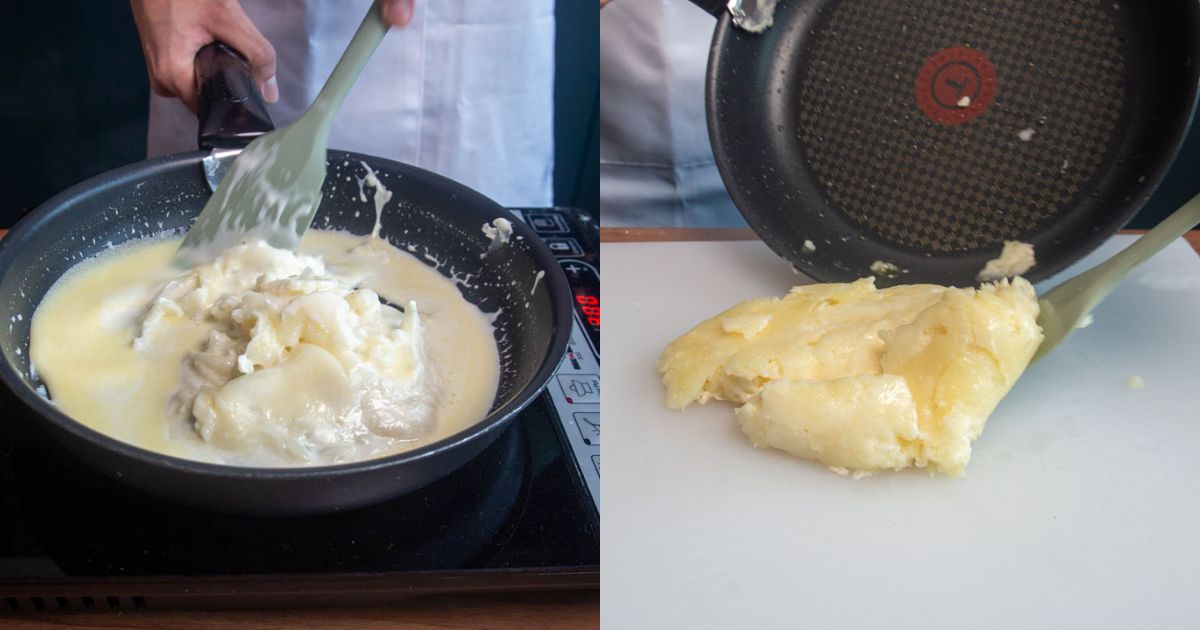 vinamilk - milk balls recipe stirring the dough