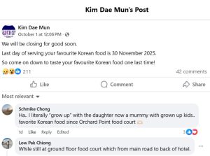 Kim Dae Mun closure - facebook post
