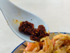 King Of Laksa - crispy chili up close