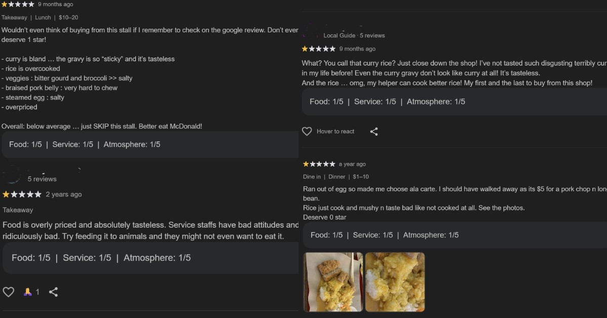 worst rated curry rice - comments