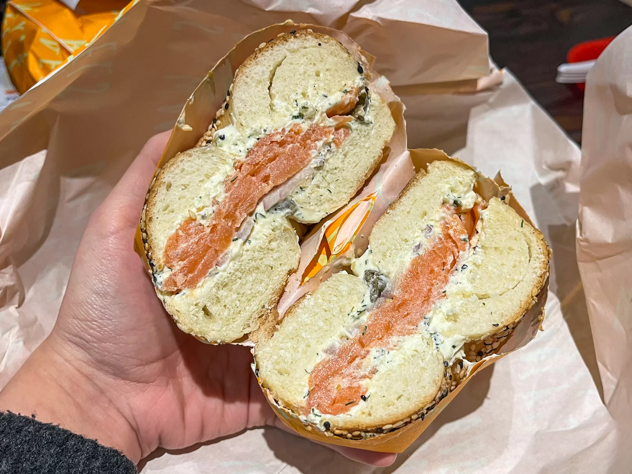 haji lane food guide - wooly's bagels lox bagel