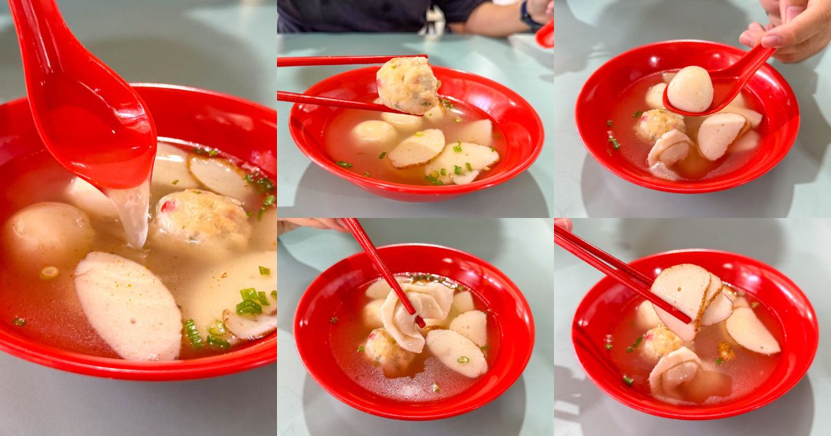 mei ling fishball noodle showdown - hup kee soup & ingredients
