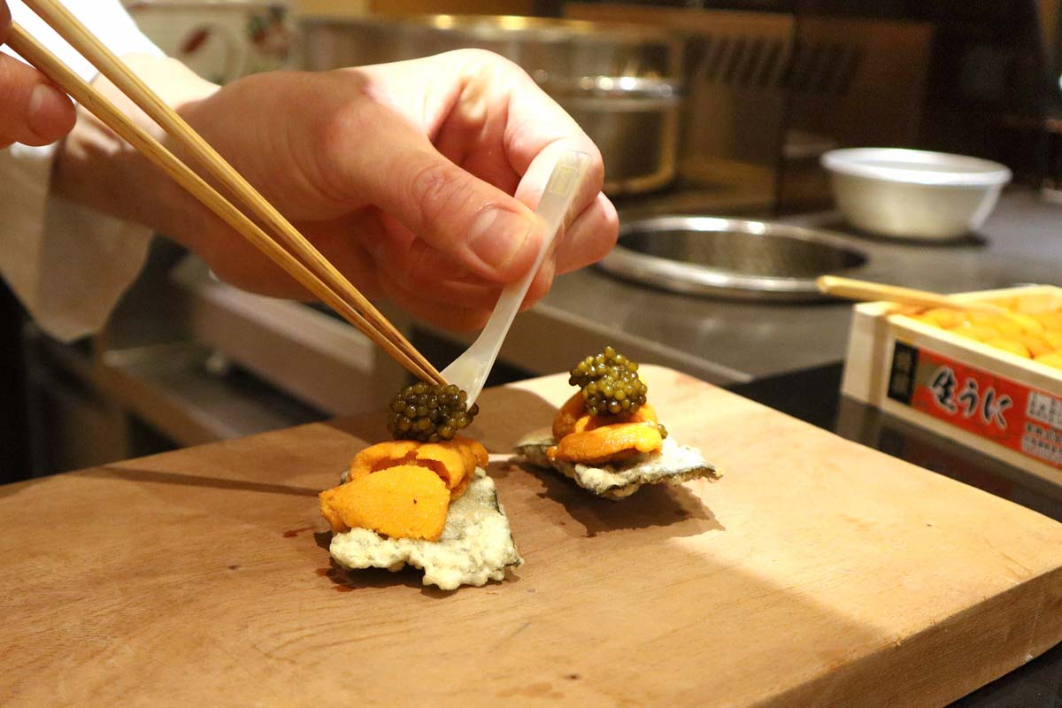 palais - caviar on tempura