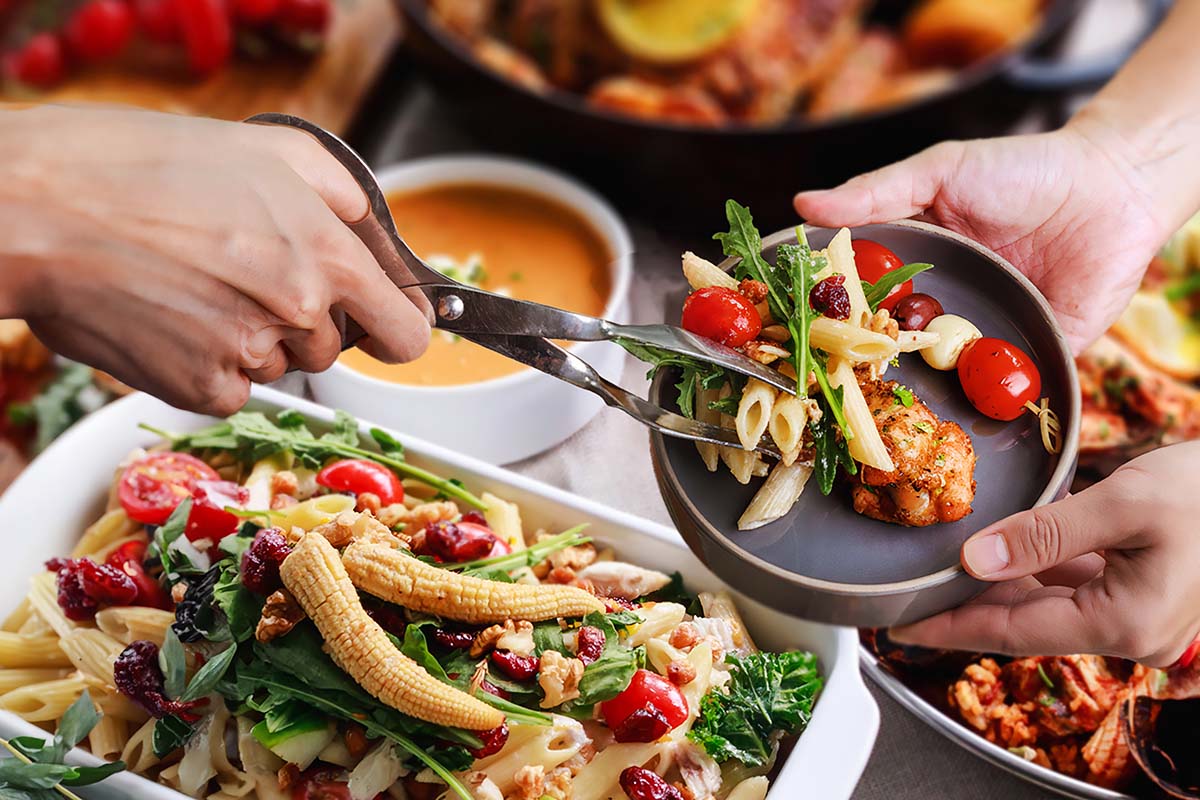 Christmas buffet catering - the soup spoon pasta