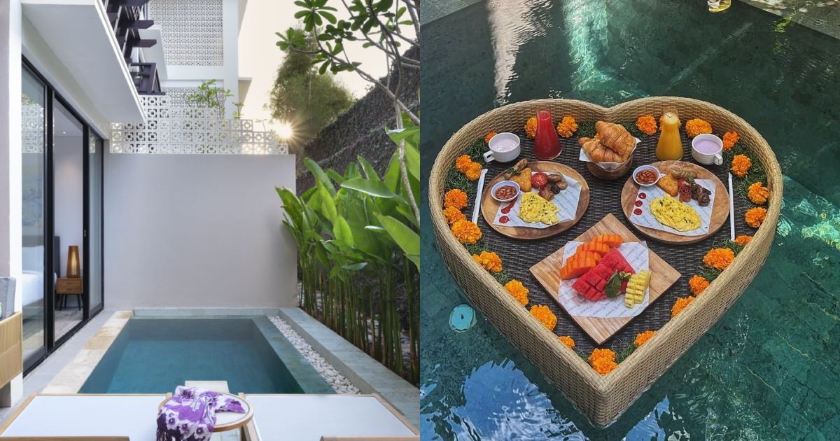 balivilla- floating breakfast at pool