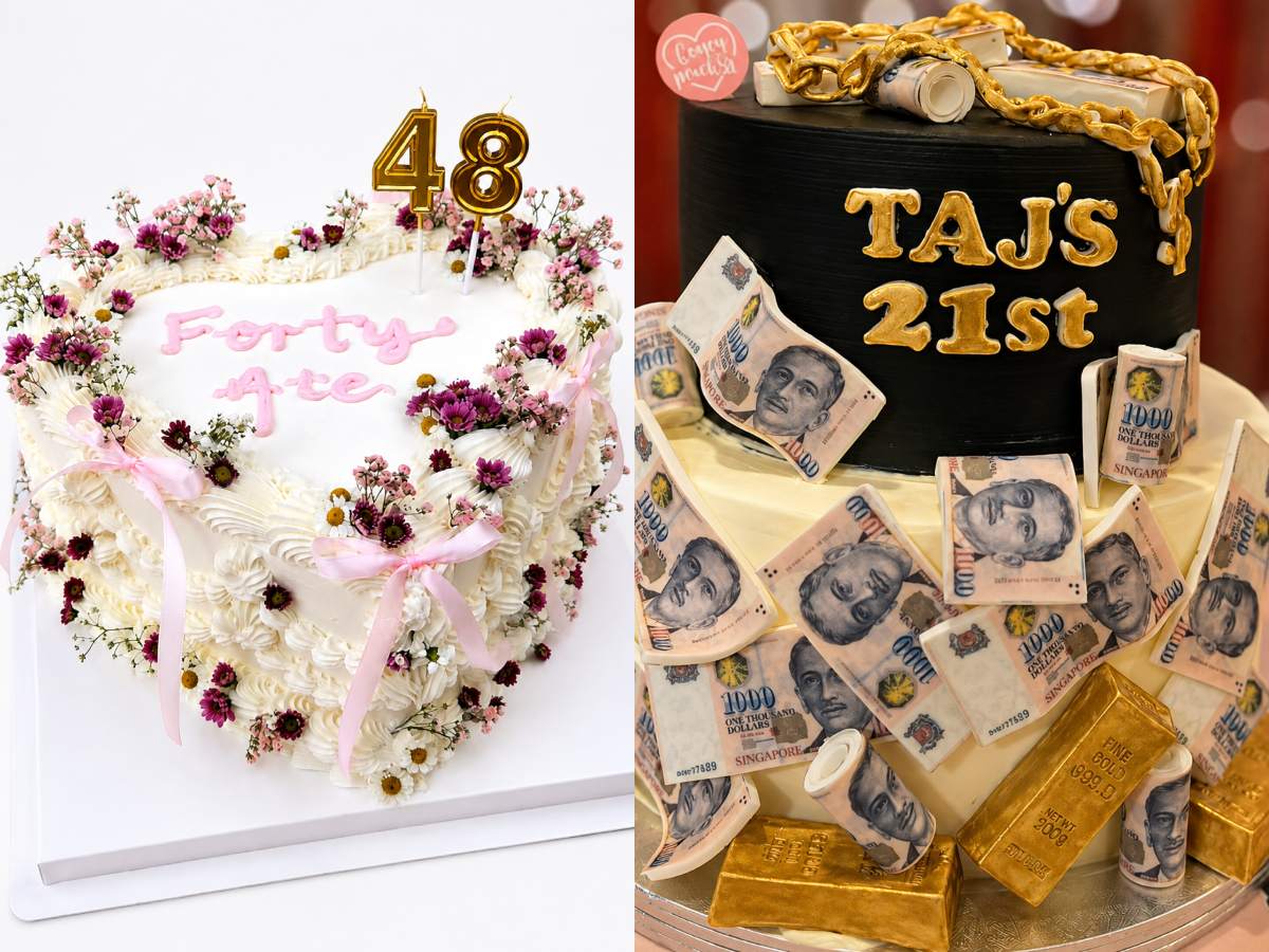 cakes - floral cake and money cake