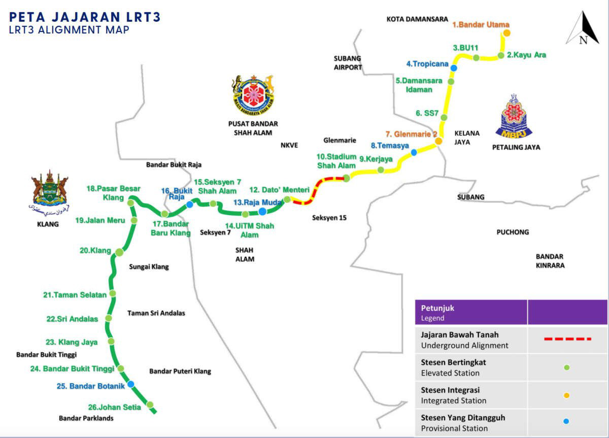 LRT3 Shah Alam - Map