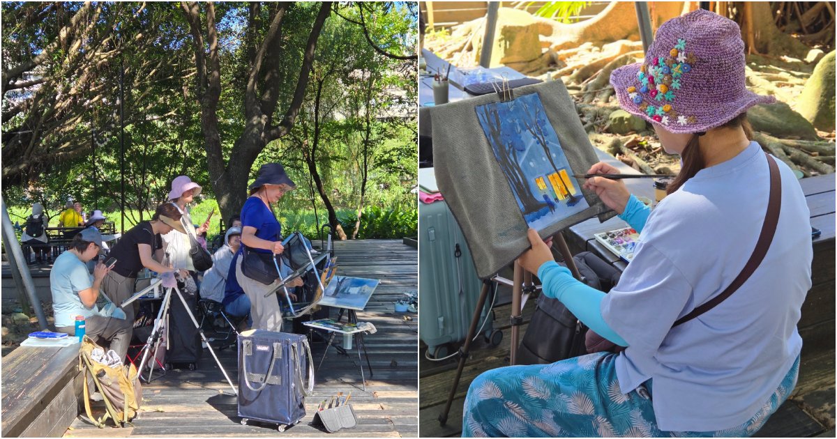 taiwan - people painting in the park