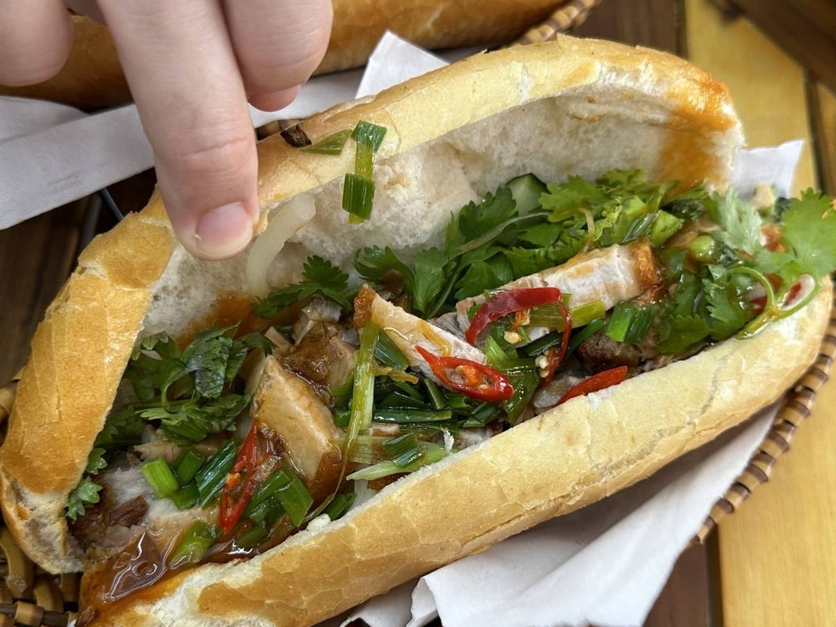 Hi Banh Mi -Roasted Pork Banh Mi greens