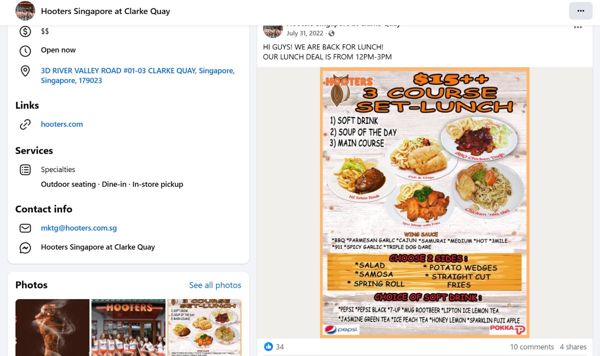 Hooters Clarke Quay closes - facebook page