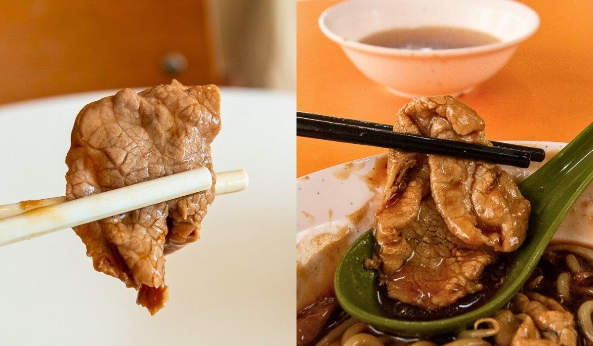 Beef Noodle Showdown - beef slices from food court and hawker