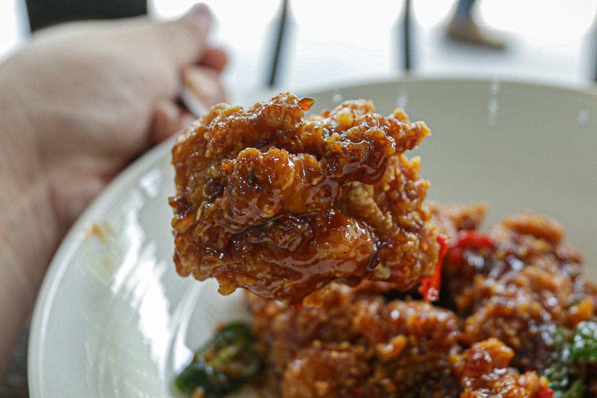 ICG Chicken & Burger - spicy gangjung fried chicken close up ICG Chicken & Burger - spicy gangjung fried chicken close up