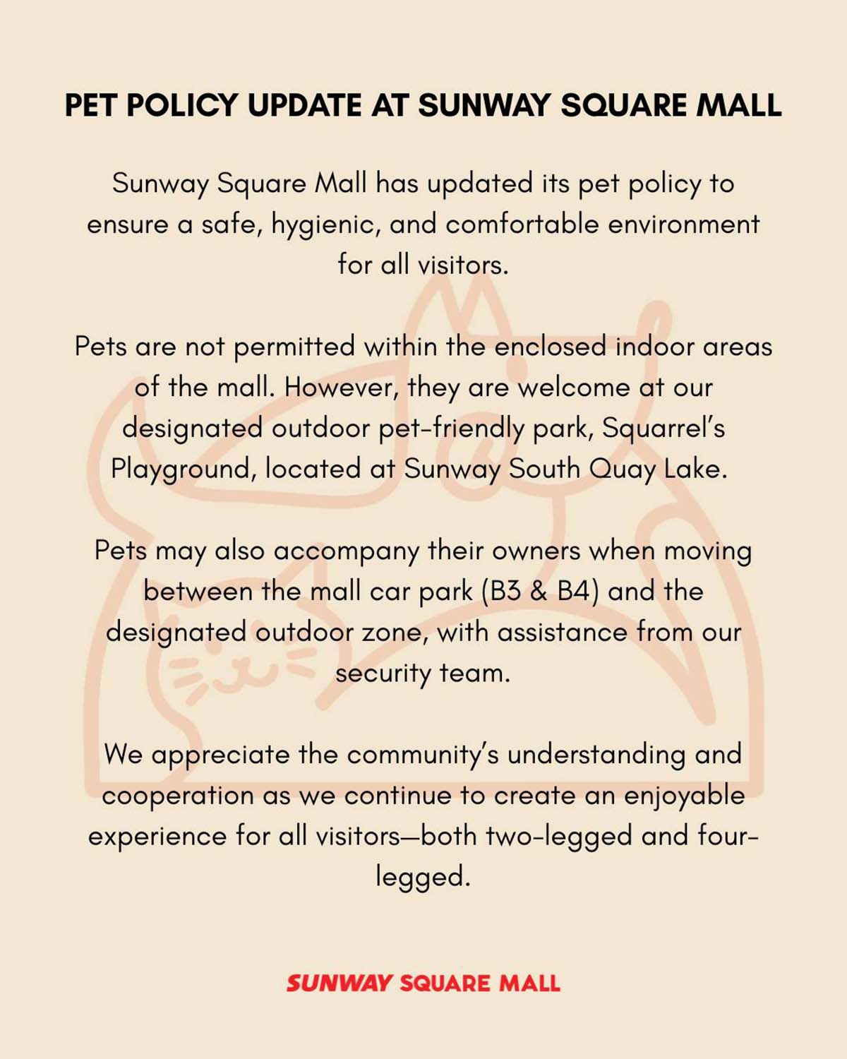 Sunway Square Mall Pet - Updated policy