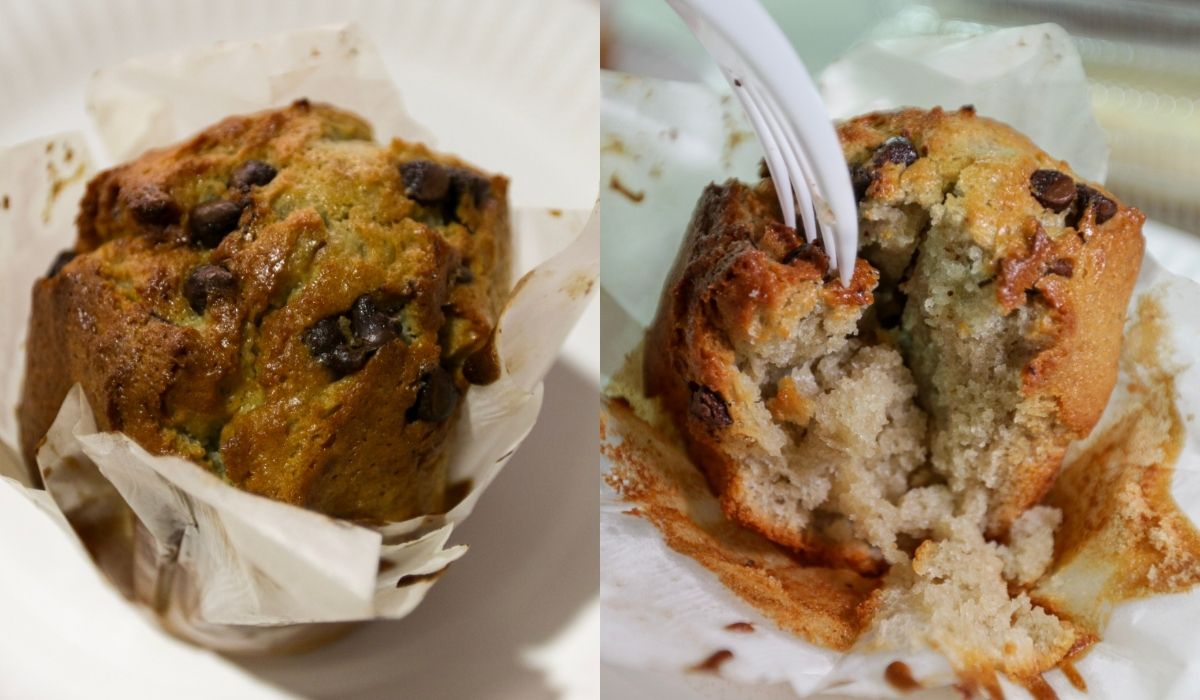 Bakes N Bites - hot blueberry chocochip muffin cross section Bakes N Bites - hot blueberry chocochip muffin cross section