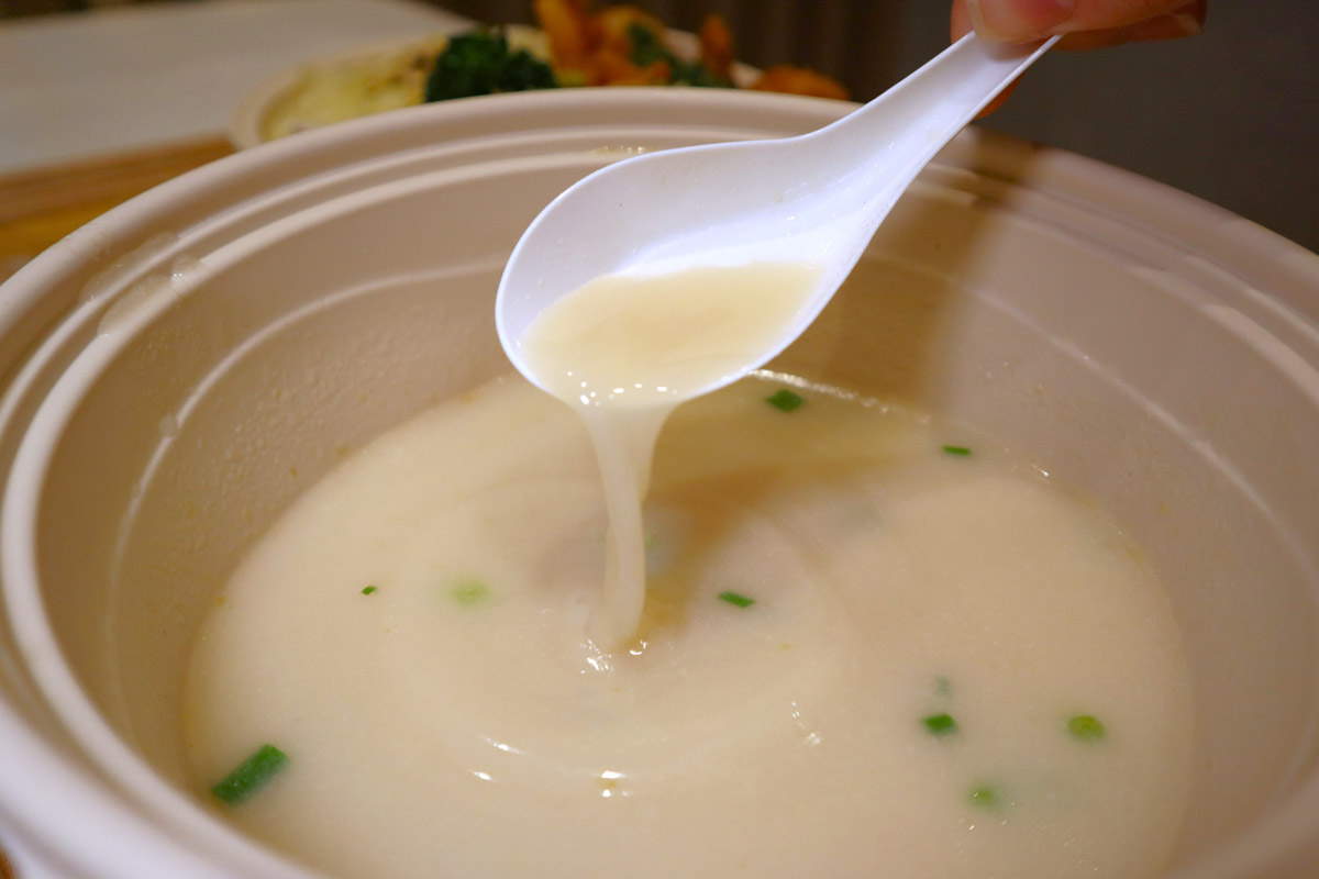 broth bowl - chicken soy broth closeup