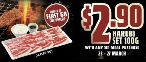 yakiniku like promotions - brochure of $2.90 karubi set