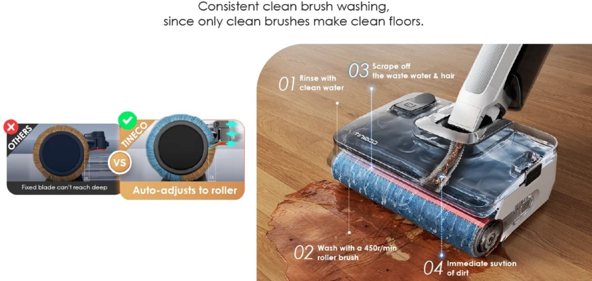 Tineco i7 Fold - clean brush wash