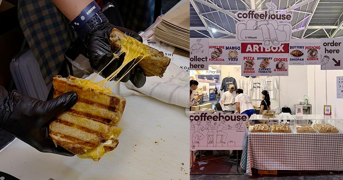 Image of the Food (Grilled Cheese & Tomato Sandwich) in the left & Exterior of the stall on the right