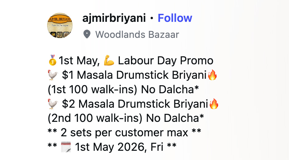 labour day deals 2026 - ajmir briyani
