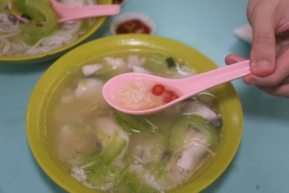 fan ji bittergourd fish soup - chilli in fish porridge