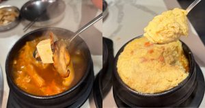 Omma Korean Charcoal BBQ deal - Kimchi Soup (Left), Steamed Egg (Right)